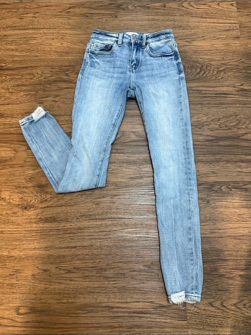 KanCan Light Blue Skinny Jeans - Distressed Hem